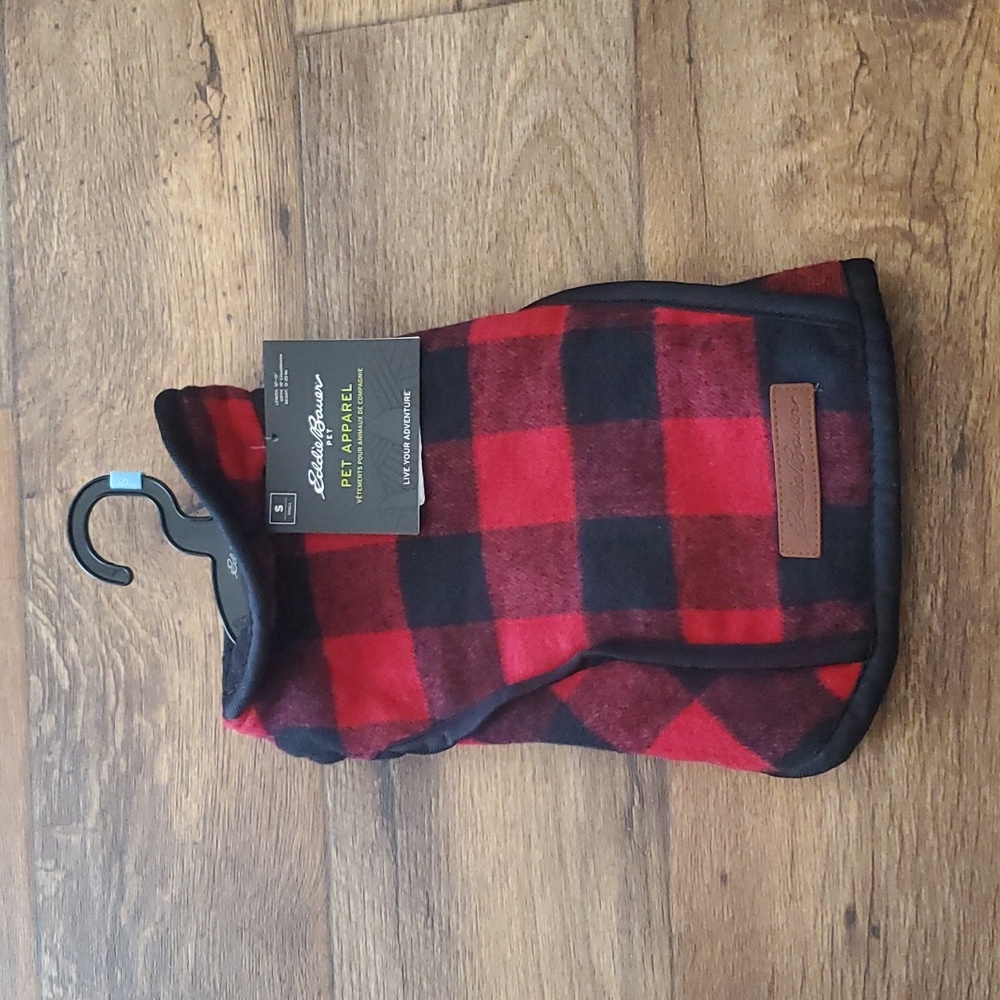 Eddie Bauer Dog TARTAN  Plaid Coat = Christmas Pet Apparell  - NWT #2